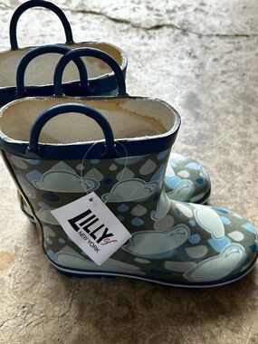 Milly of New York Kids' Gray & Blue Cloud Rain Boots